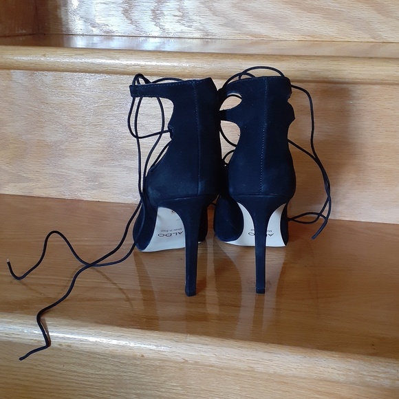 Aldo Black Suede Lace Up Stilettos - Picture 11 of 16